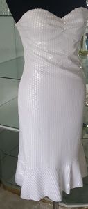 Strapless White Sequins Dress